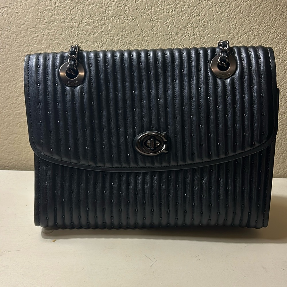 Coach Parker Handbag with Quilting and Studded Details